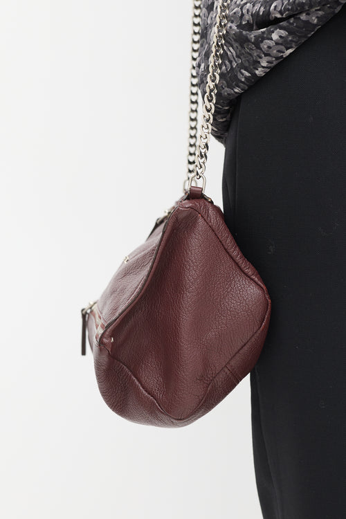 Givenchy Burgundy Leather Mini Pandora Chain Crossbody Bag