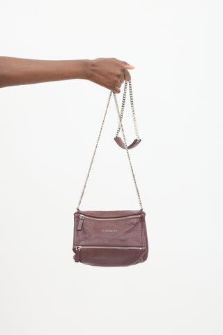 Givenchy Burgundy Leather Mini Pandora Chain Crossbody Bag