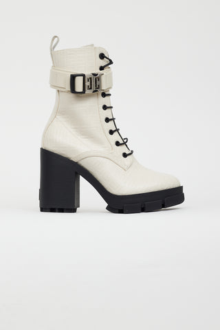 Givenchy Cream Leather Monogram Terra Heeled Boot