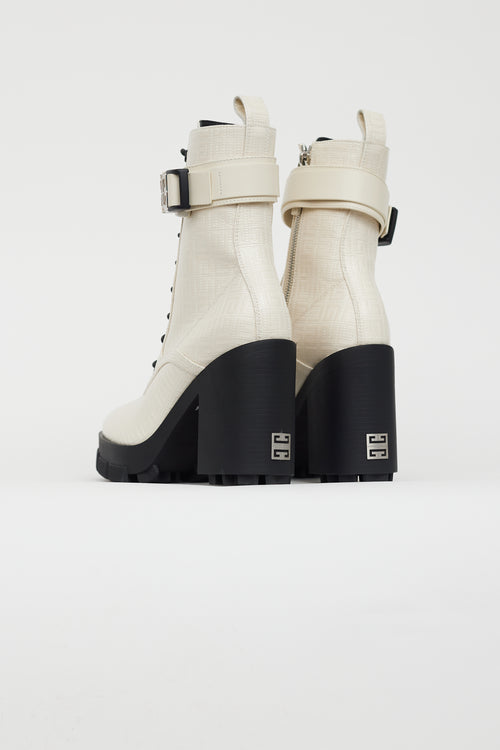 Givenchy Cream Leather Monogram Terra Heeled Boot