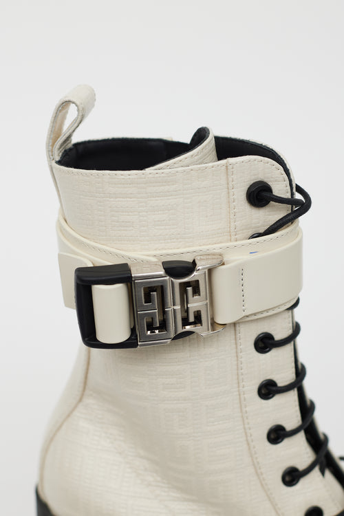 Givenchy Cream Leather Monogram Terra Heeled Boot