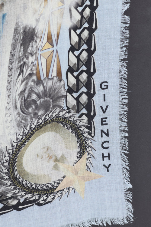 Givenchy Cream 
Multicolour Wool Madonna 17 Scarf