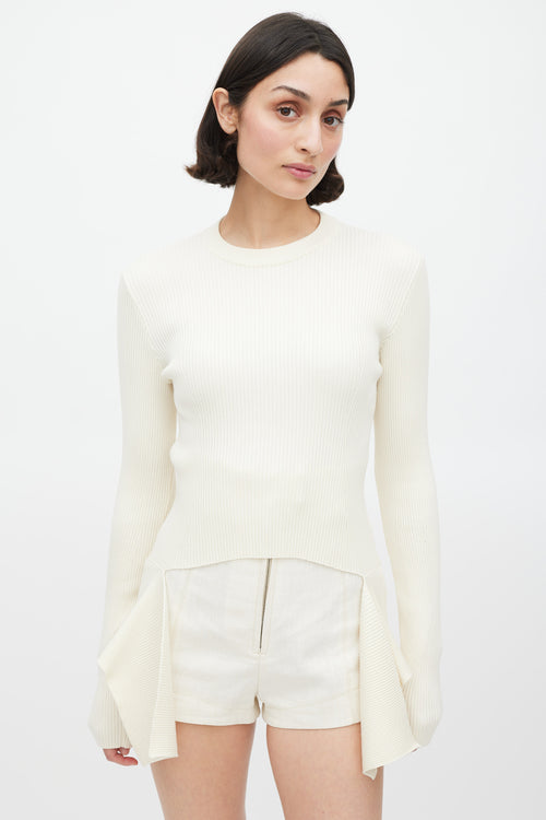 Givenchy Cream Ribbed Knit Deconstructed Sweater