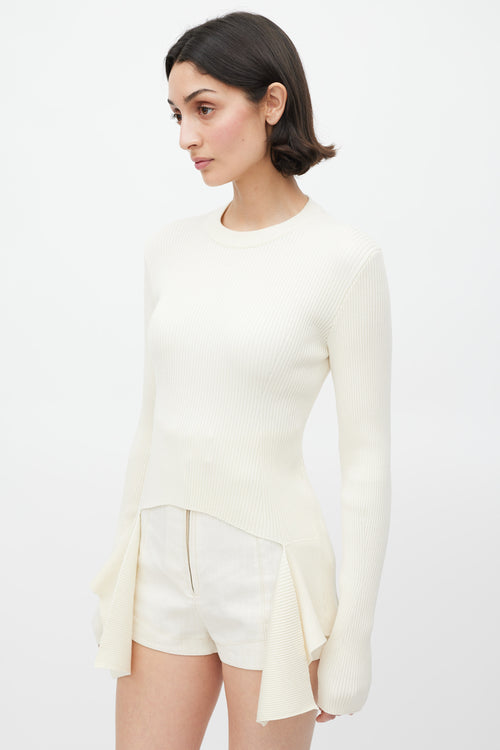 Givenchy Cream Ribbed Knit Deconstructed Sweater