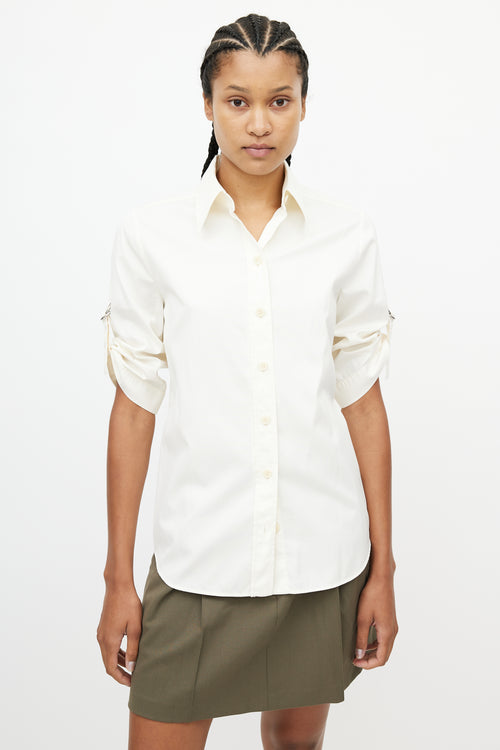 Givenchy Cream Strap Sleeve Shirt