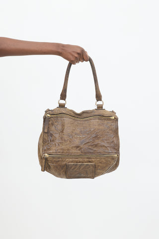 Givenchy Dark Brown Crinkled Leather Pandora  Crossbody Bag