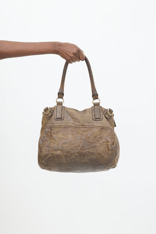 Givenchy Dark Brown Crinkled Leather Pandora  Crossbody Bag