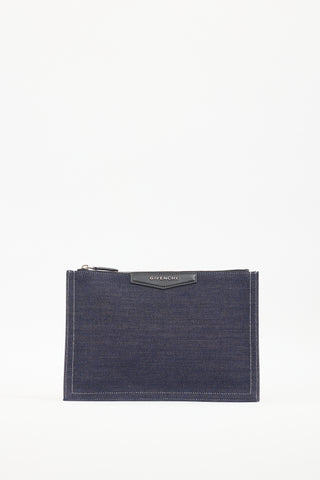 Givenchy Dark Wash Denim 
Leather Antigona Pouch