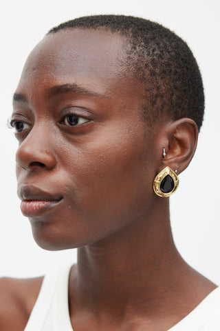 Givenchy Gold 
Black Jewel Teardrop Earrings