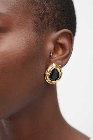 Givenchy Gold 
Black Jewel Teardrop Earrings