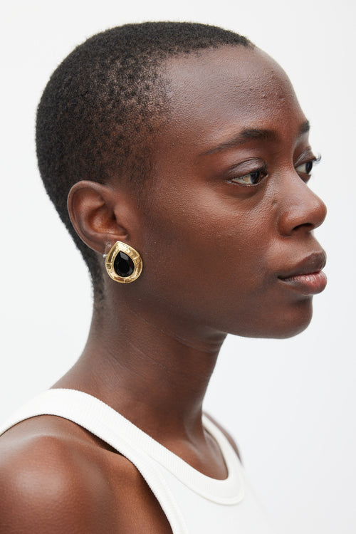 Givenchy Gold 
Black Jewel Teardrop Earrings