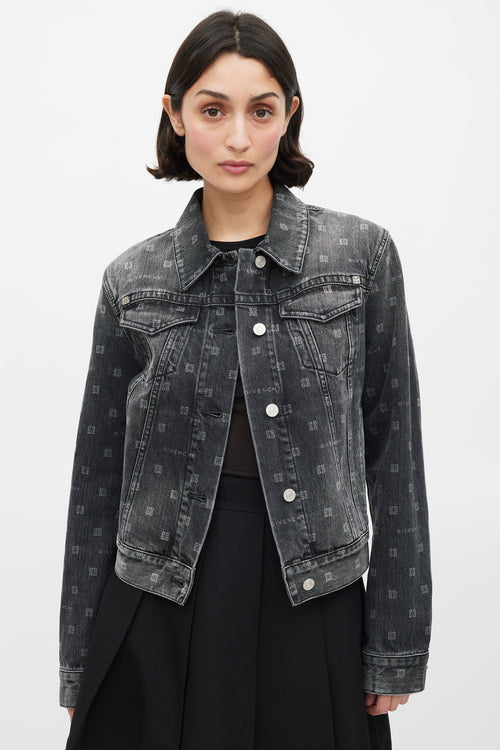 Givenchy Grey 4G Monogram Denim Jacket