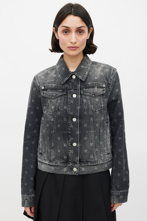 Givenchy Grey 4G Monogram Denim Jacket