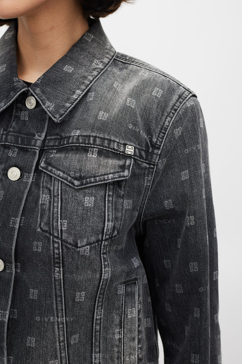 Givenchy Grey 4G Monogram Denim Jacket