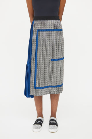 Givenchy Cream 
Blue Pleated Silk Skirt