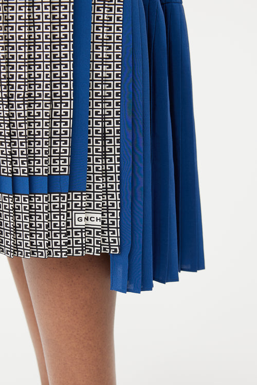 Givenchy Cream 
Blue Pleated Silk Skirt