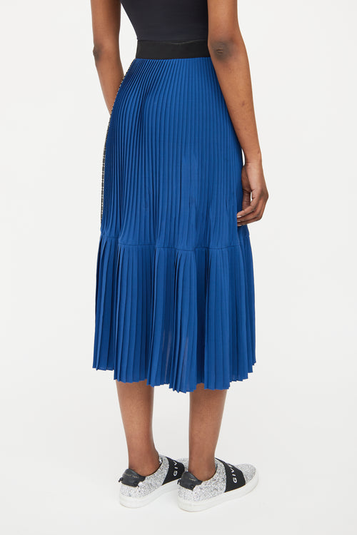 Givenchy Cream 
Blue Pleated Silk Skirt