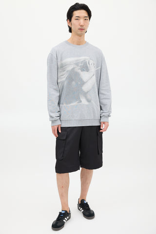 Givenchy Grey 
White Graphic Sweatshirt