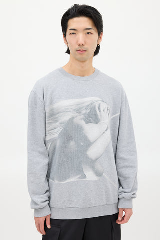 Givenchy Grey 
White Graphic Sweatshirt