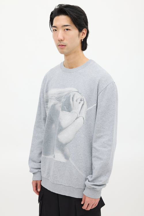 Givenchy Grey 
White Graphic Sweatshirt