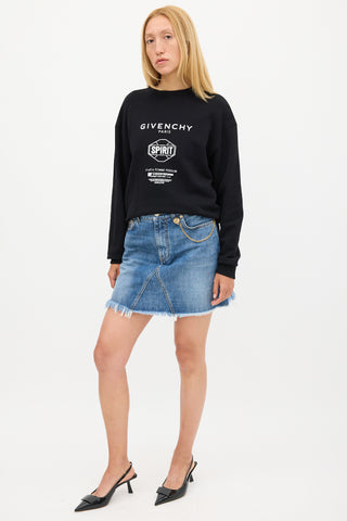 Givenchy Medium Wash Embellished Denim Mini Skirt