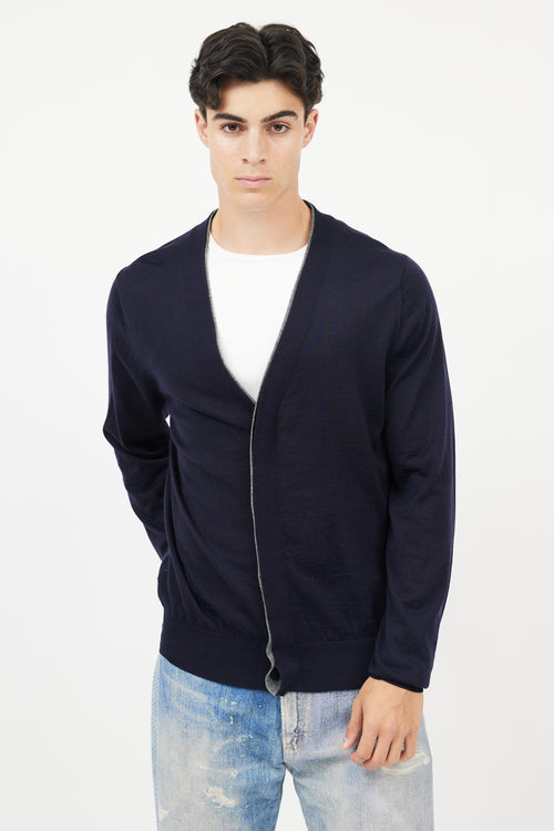 Givenchy Navy Wool Knit Cardigan