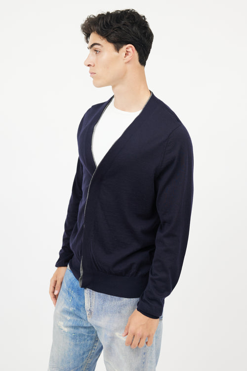 Givenchy Navy Wool Knit Cardigan