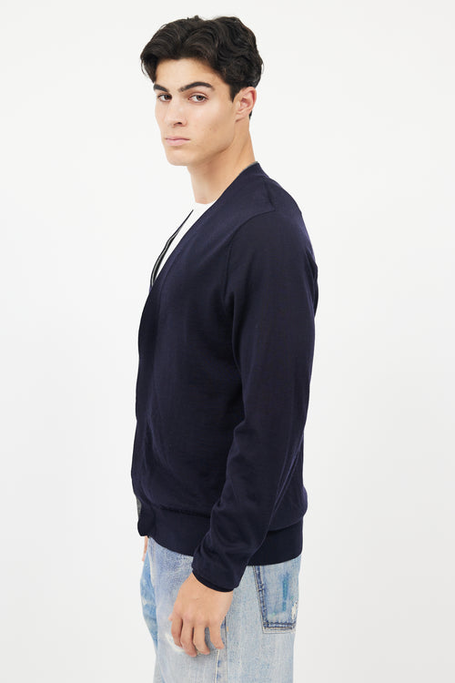 Givenchy Navy Wool Knit Cardigan