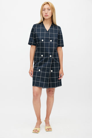 Givenchy Navy 
White Window Check Dress