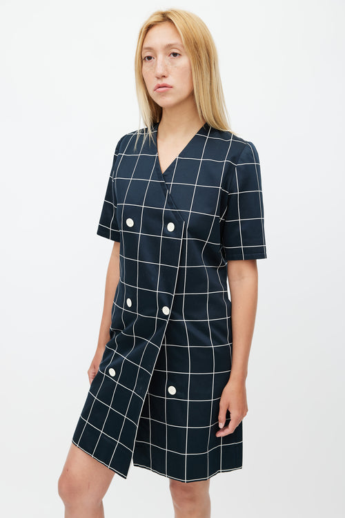 Givenchy Navy 
White Window Check Dress