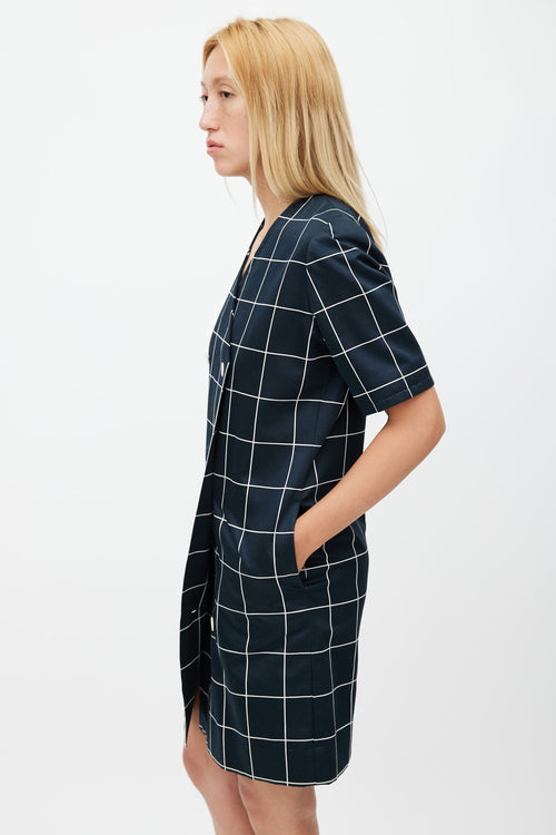 Givenchy Navy 
White Window Check Dress