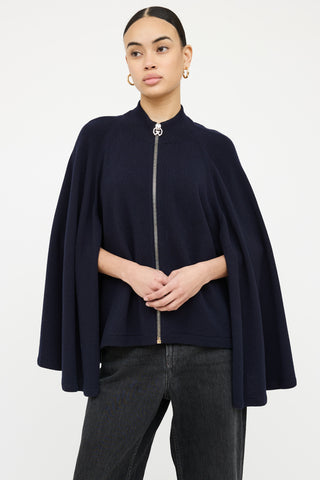 Givenchy Wool 
Cashmere Zip Cape Top