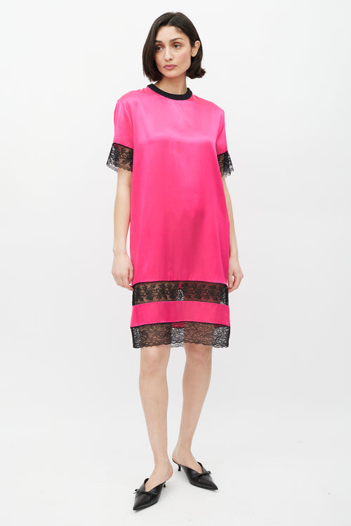 Givenchy Pink 
Black Silk Lace Dress