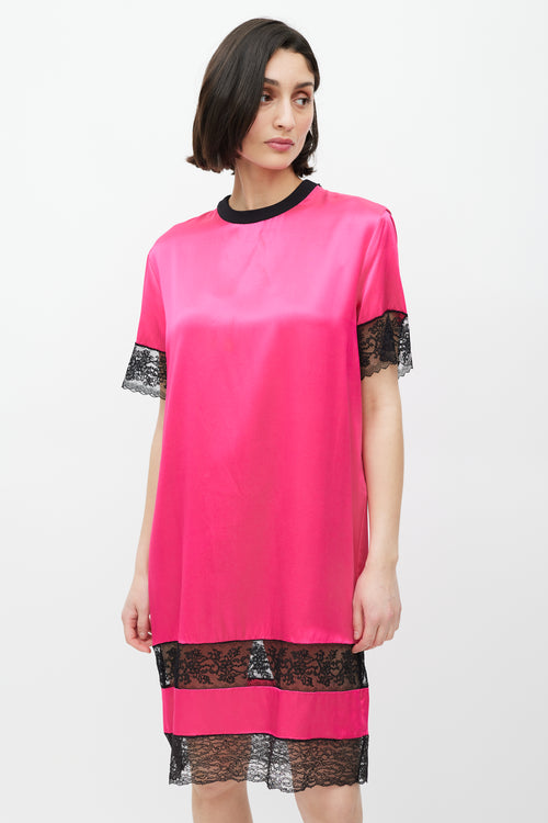 Givenchy Pink 
Black Silk Lace Dress