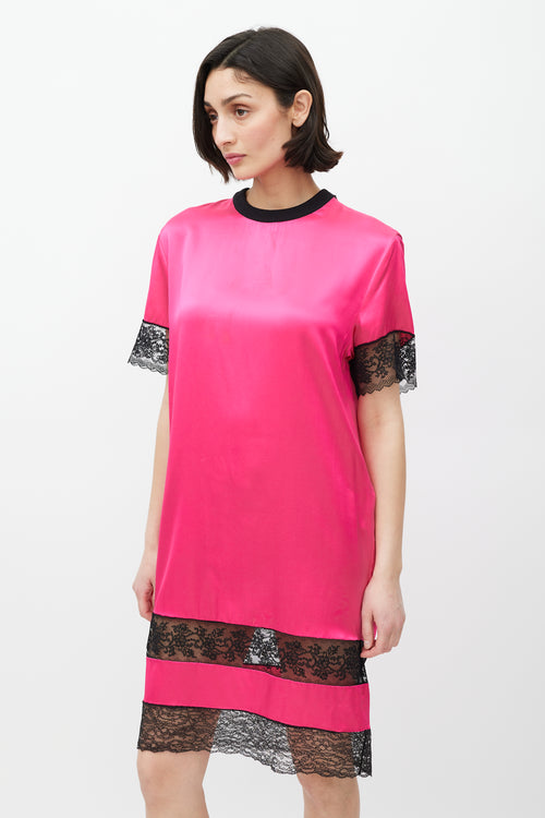 Givenchy Pink 
Black Silk Lace Dress