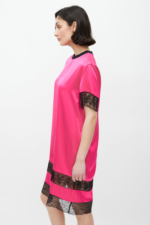 Givenchy Pink 
Black Silk Lace Dress