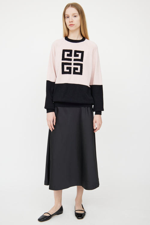 Givenchy Pink 
Black Cashmere Logo Sweater