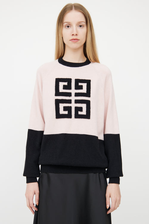 Givenchy Pink 
Black Cashmere Logo Sweater