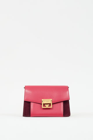 Givenchy Pink Leather 
Burgundy Suede Small GV3 Bag