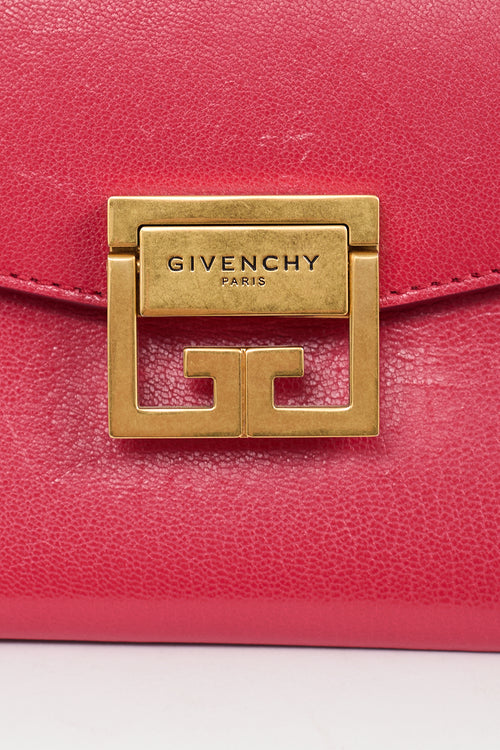 Givenchy Pink Leather 
Burgundy Suede Small GV3 Bag