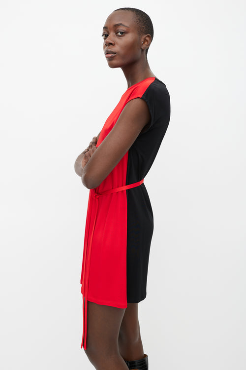 Givenchy Red 
Black Belted Dress