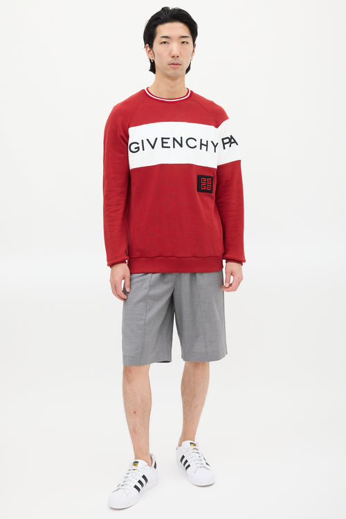 Givenchy Red 
Black Embroidered Logo Sweatshirt