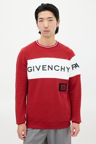 Givenchy Red 
Black Embroidered Logo Sweatshirt