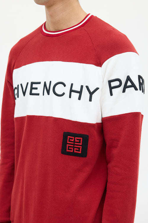 Givenchy Red 
Black Embroidered Logo Sweatshirt