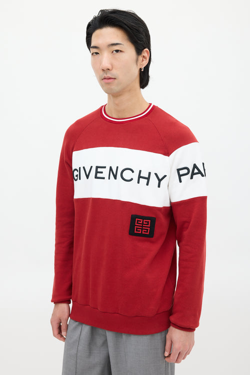 Givenchy Red 
Black Embroidered Logo Sweatshirt