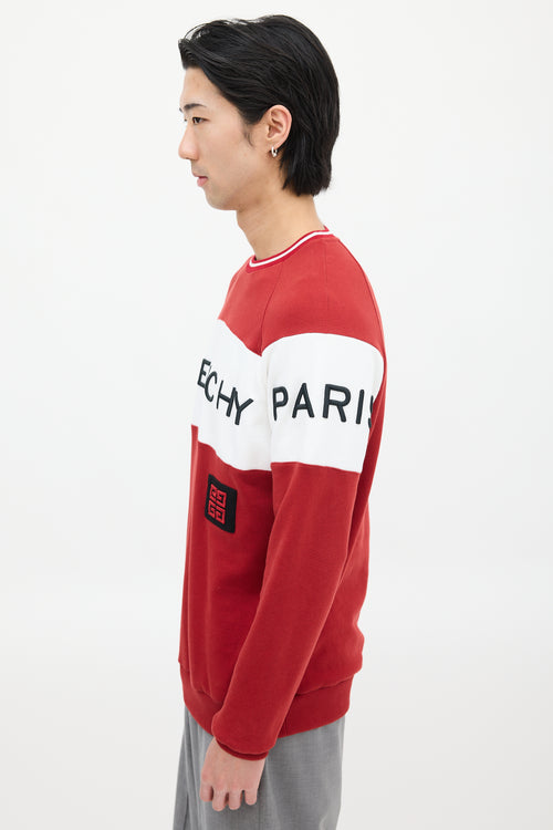 Givenchy Red 
Black Embroidered Logo Sweatshirt