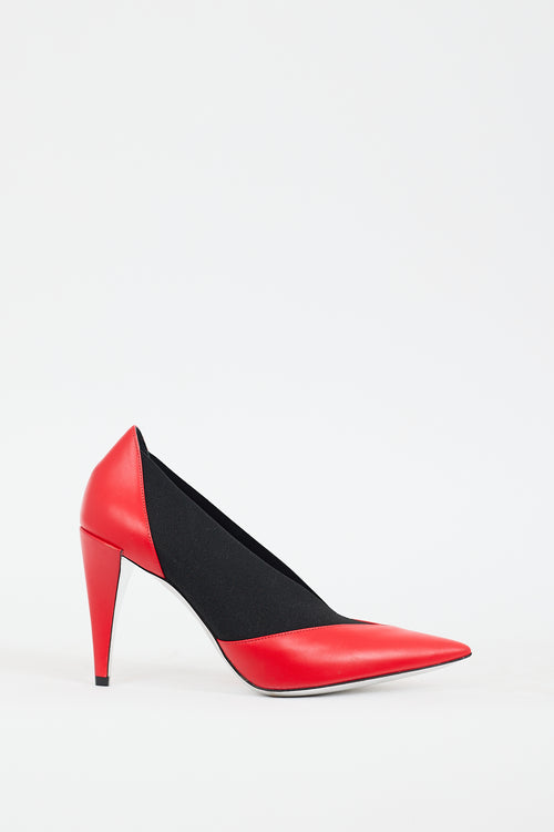 Givenchy Red 
Black Leather Gusset Heel