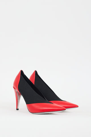 Givenchy Red 
Black Leather Gusset Heel