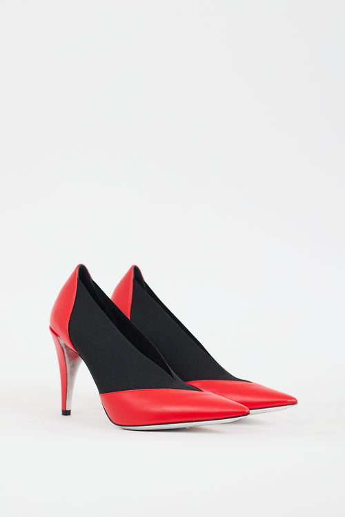 Givenchy Red 
Black Leather Gusset Heel