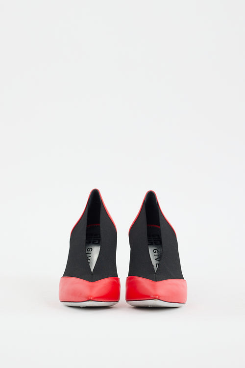 Givenchy Red 
Black Leather Gusset Heel